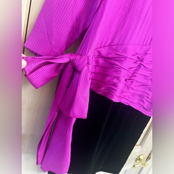 Vintage Silk Studio Womens Purple Silk Velvet 80s Dress Size 6 - Picture 2 of 5